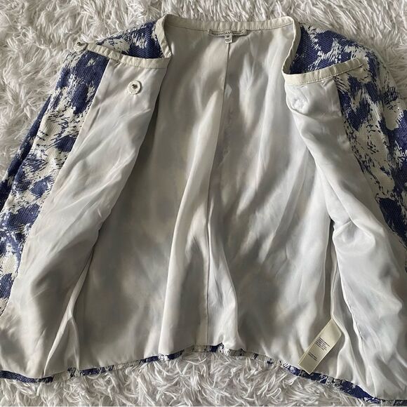 Rebecca Minkoff White and Blue Sequins Cropped Jacket with Leather Trim Size M - Picture 6 of 9